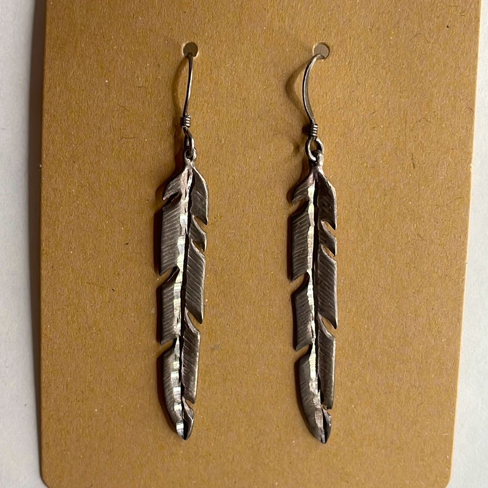 Vintage Sterling Feather Earrings